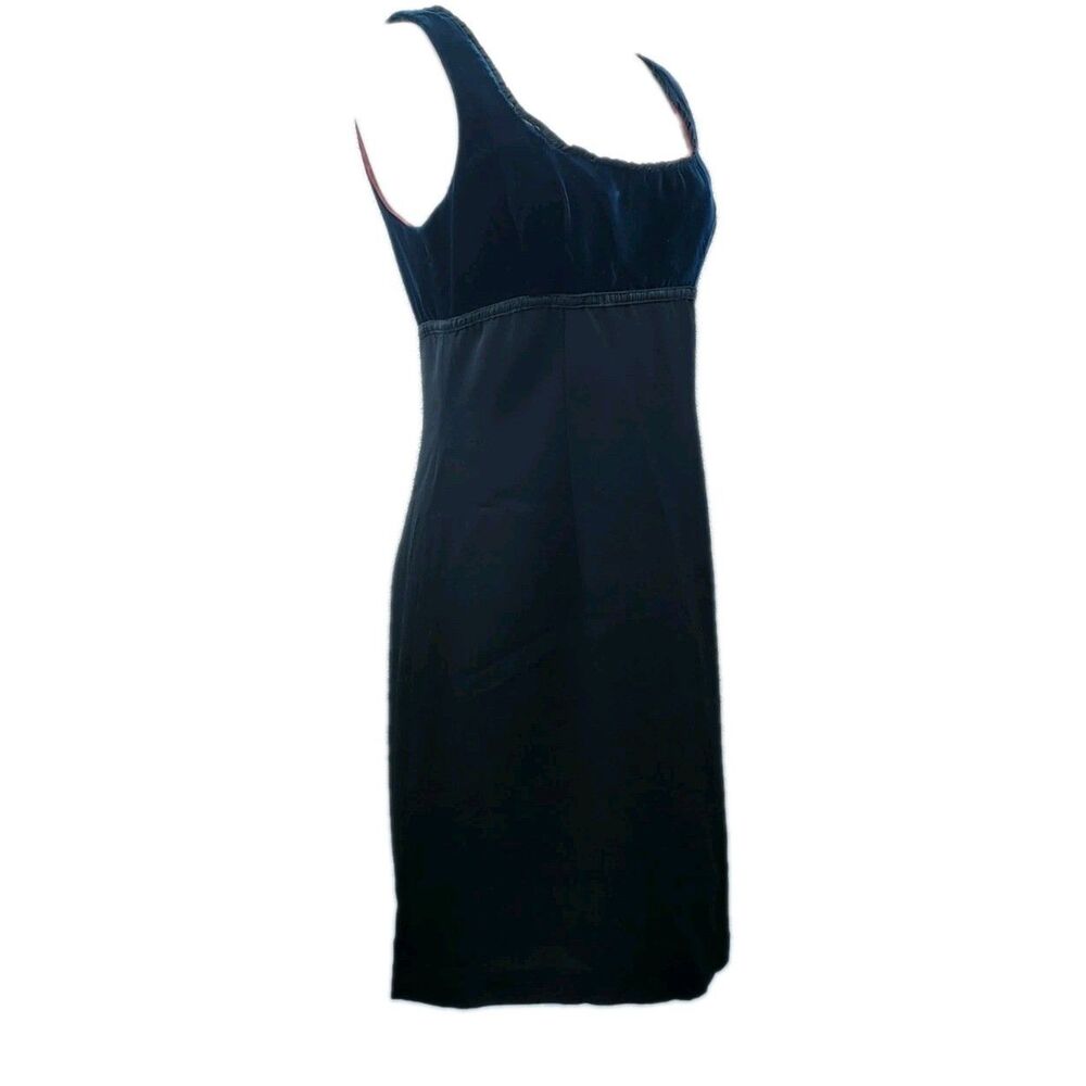 Y2K Nanette Lepore Empire Waist Dress Sz 10 Black Teal Velvet Bodice Whimsygoth - Picture 11 of 11